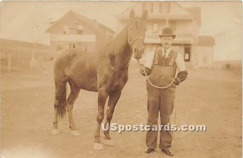 Man and Horse - Mountaindale, New York NY Postcard