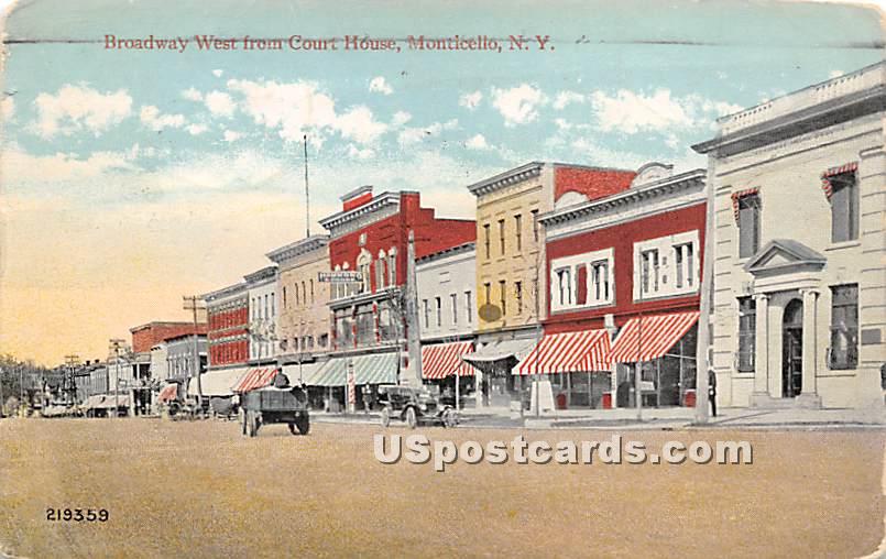 Broadway in Monticello, New York Vintage Collectible Postcard