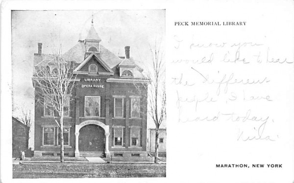 Peck Memorial Library Marathon, New York Postcard