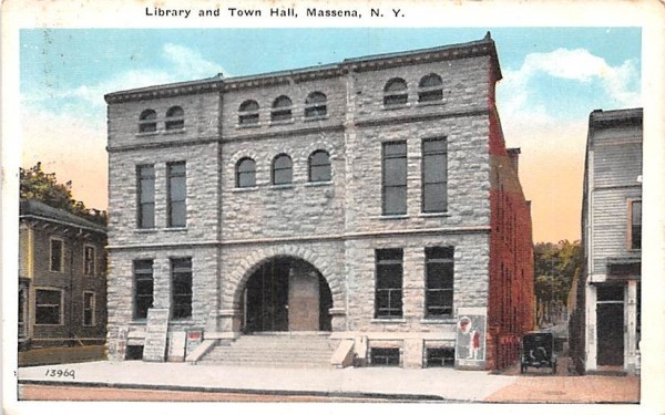 Library & Town Hall Massena, New York Postcard