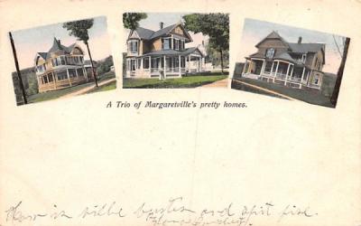 Trio of Margaretville's Pretty Houses New York Postcard