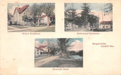 Brown Residence, Rotermund Residence, Riverside Hotel Margaretville, New York Postcard
