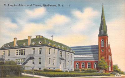 St Joseph's School & Church Middletown, New York Postcard