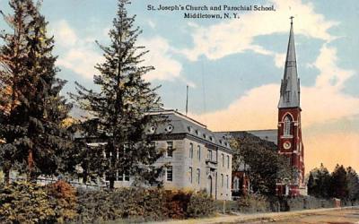 St Joseph's Church & Parochial School Middletown, New York Postcard