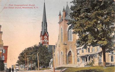First Congregational Church & Christ Church Middletown, New York Postcard