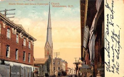 North Street & Grace Episcopal Church Middletown, New York Postcard