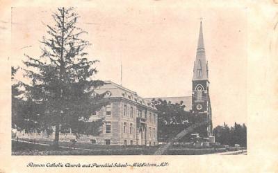 Roman Catholic Church & Parochial School Middletown, New York Postcard