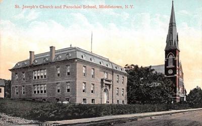 St Joseph's Church & Parochial School Middletown, New York Postcard