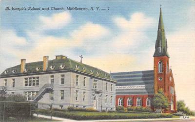St Joseph's School & Church Middletown, New York Postcard