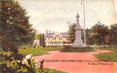 Soldiers' Monument & Thrall Hospital Middletown, New York Postcard