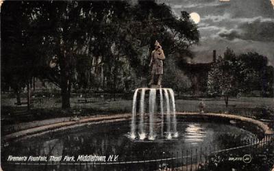 Firemen's Fountain Middletown, New York Postcard