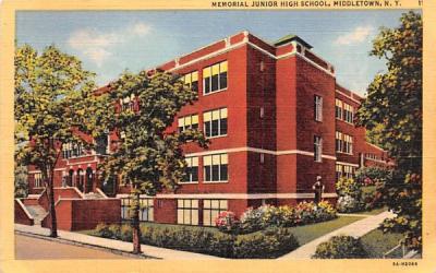Memorial Junior High School Middletown, New York Postcard