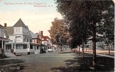 Highland Avenue North from Prospect Street Middletown, New York Postcard