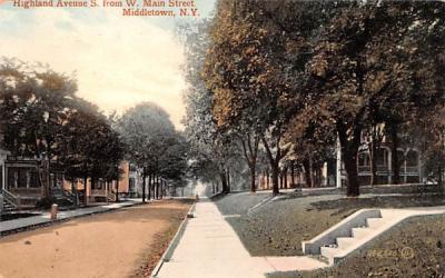 Highland Avenue from West Main Street Middletown, New York Postcard