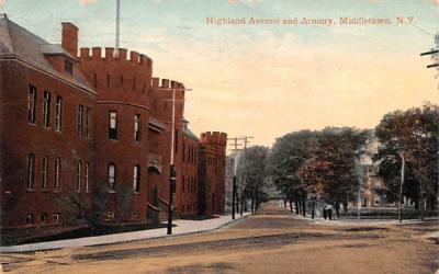 Highland Avenue & Armory Middletown, New York Postcard