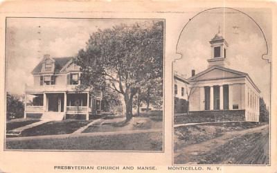 Presbyterian Church & Manse Monticello, New York Postcard