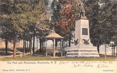 The Park & Monument Monticello, New York Postcard