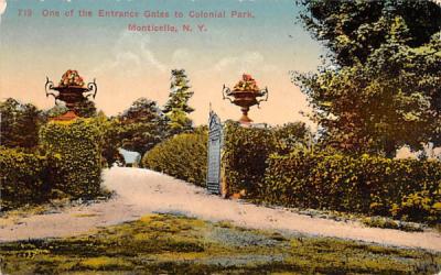 Entrance Gate to Colonial Park Monticello, New York Postcard
