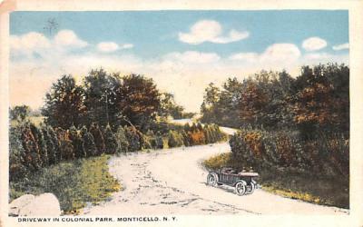 Driveway in Colonial Park Monticello, New York Postcard