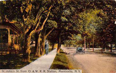 St John's Street from O & W RR Station Monticello, New York Postcard