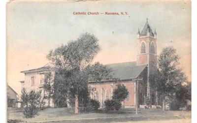 Catholic Church Massena, New York Postcard