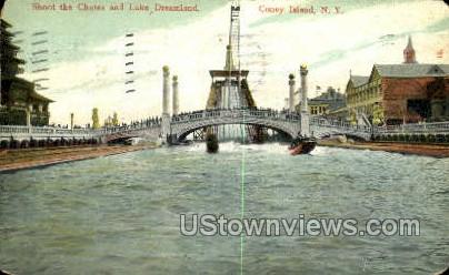 Shoot the Chutes & Lake Dreamland - Coney Island, New York NY Postcard