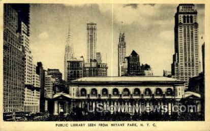 Public Library, Bryant Park - New York City Postcards, New York NY Postcard