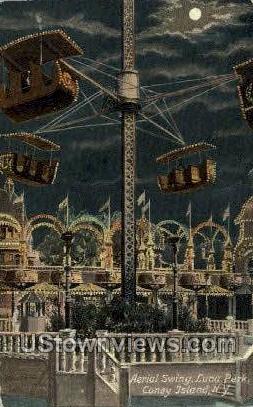 Aerial Swing, Luna Park - Coney Island, New York NY Postcard