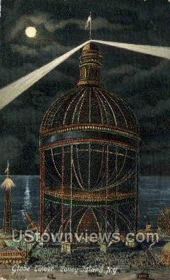 Globe Tower - Coney Island, New York NY Postcard