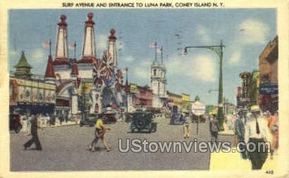 Surf Ave, Luna Park - Coney Island, New York NY Postcard