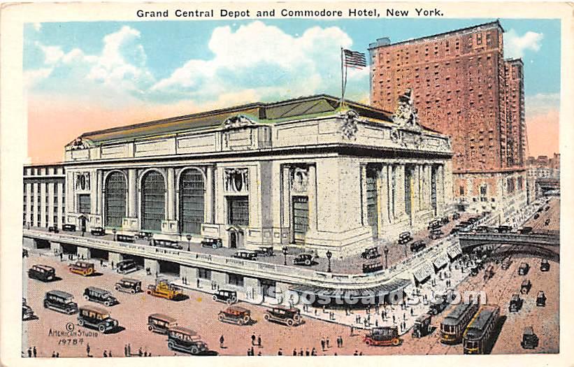 Grand Central Depot & Commodore Hotel - New York City Postcards, New York NY Postcard