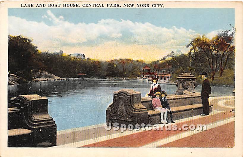 Lake & Boat House, Central Park - New York City Postcards, New York NY Postcard