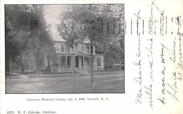 Guernsey Memorial Library Norwich, New York Postcard