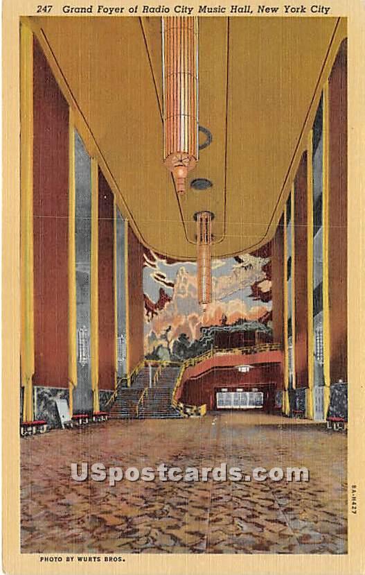 Grand Foyer, Radio City Music Hall - New York City Postcards, New York NY Postcard