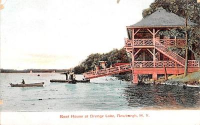 Boat House & Orange Lake Newburgh, New York Postcard