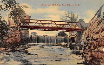 Bridge & Mill Dam New Milford, New York Postcard