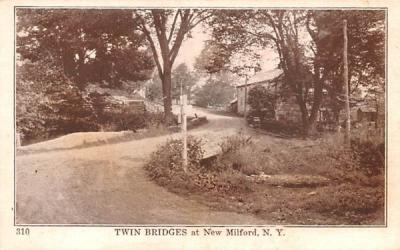 Twin Bridges New Milford, New York Postcard
