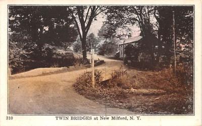 Twin Bridges New Milford, New York Postcard