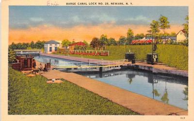 Barge Canal Lock NO 28 Newark, New York Postcard