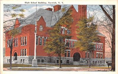 High School Building Norwich, New York Postcard