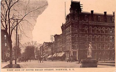 West Side of South Broad Street Norwich, New York Postcard