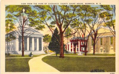 Park of Chenango County Court House Norwich, New York Postcard