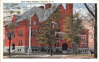 High School Building Norwich, New York Postcard