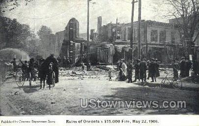 Ruins of Oneonta's Fire - New York NY Postcard
