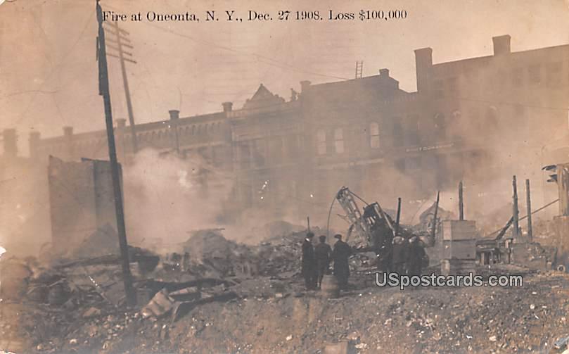 Fire at Oneonta, Loss 100,000 - New York NY Postcard