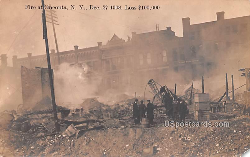 Fire at Oneonta - New York NY Postcard
