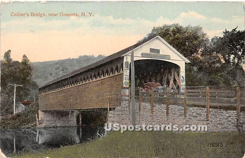 Collier's Bridge - Oneonta, New York NY Postcard
