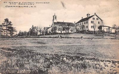 St Mary's Church, Convent & Rectory Obernburg, New York Postcard