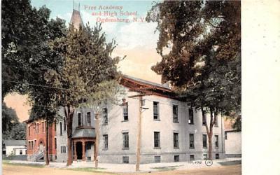Free Academy & High School Ogdensburg, New York Postcard