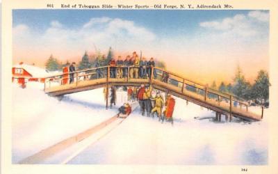 End of Toboggan Slide Old Forge, New York Postcard